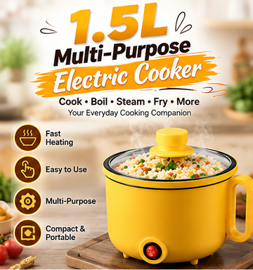 Trendzix 1.5L Multi-Purpose Electric Cooker – Compact Cooking Pot for Home & Travel