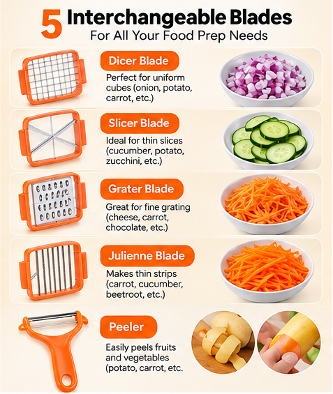 Trendzix 5-in-1 Vegetable Chopper & Nicer Dicer with Container