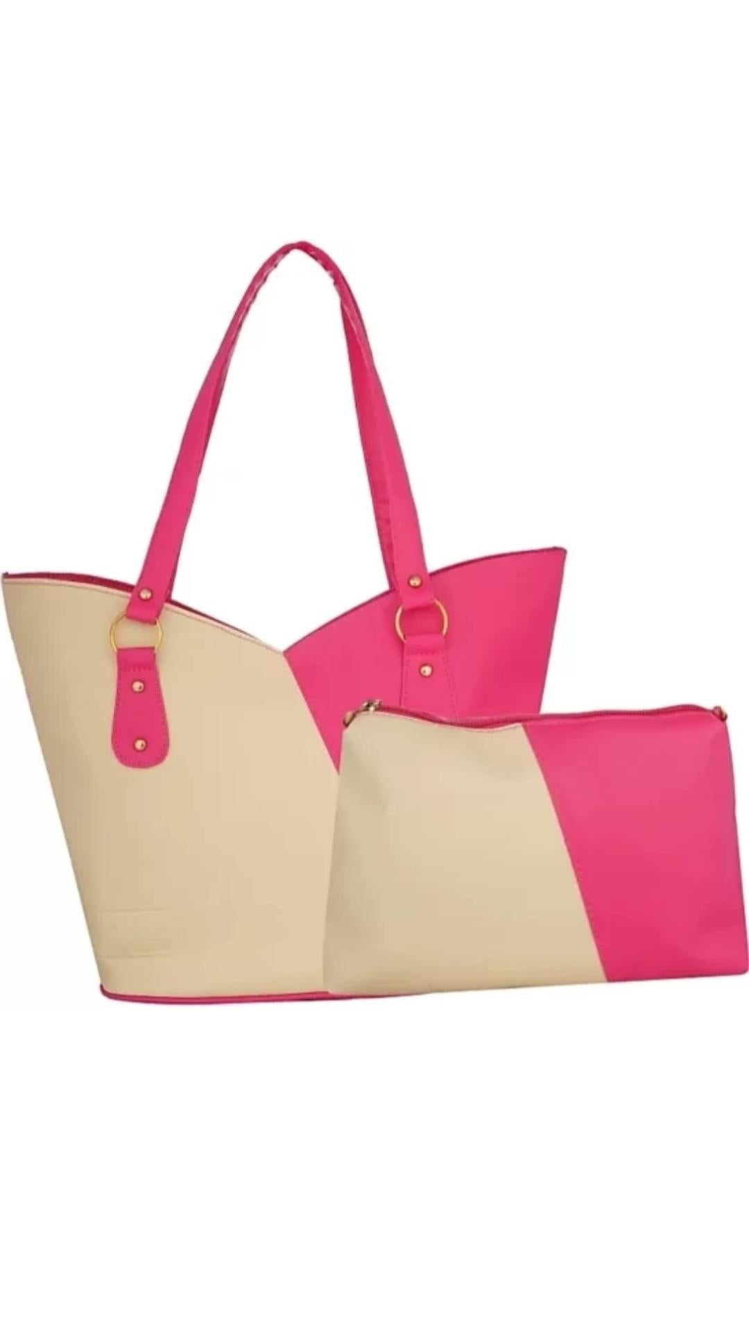 Women multicolour Pink and Beidge colour hand bag