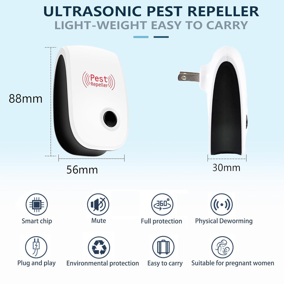 Ultrasonic Pest Repeller for Cockroach, Rat & Mosquito Control (Pack of 10)