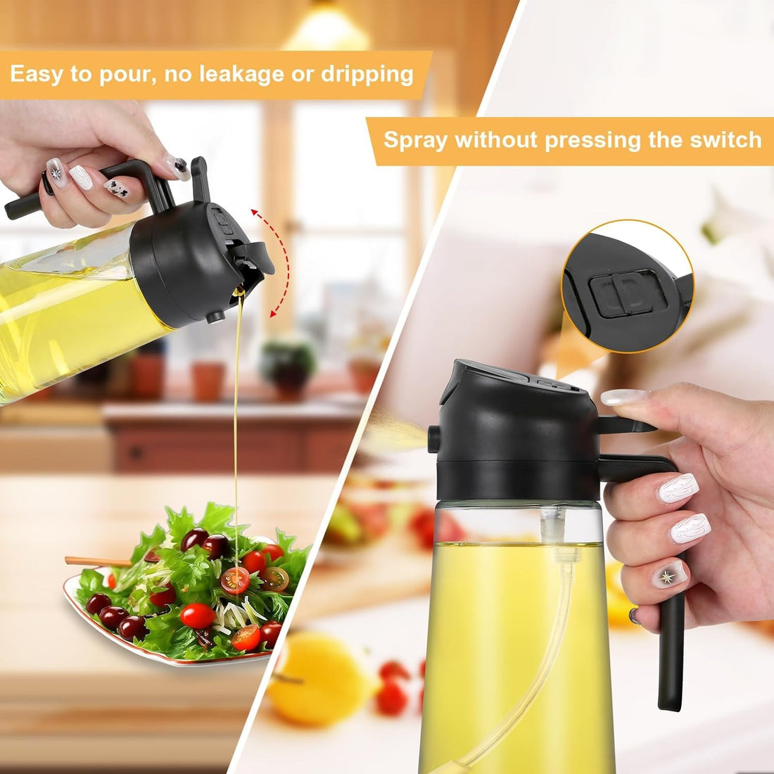 2-in-1 Oil Sprayer & Dispenser for Kitchen – Oil Control Bottle