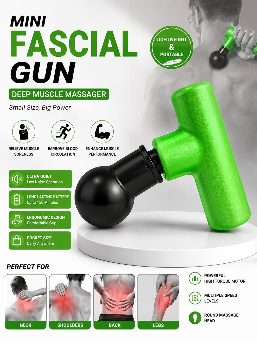 Trendzix Mini Neck Massager Gun – Portable Deep Tissue Muscle Relaxation Massager