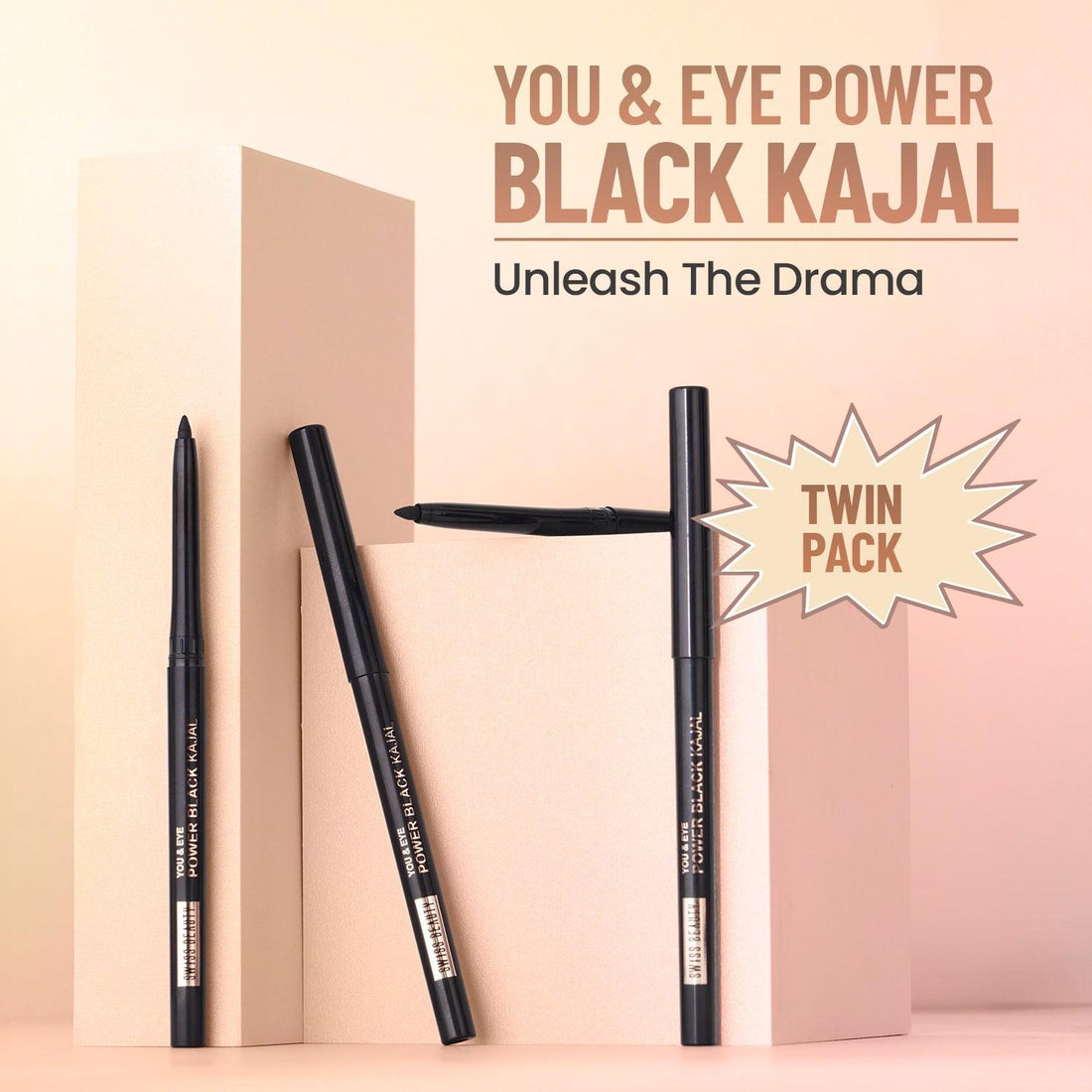 Swiss Beauty You & Eye Power Black Kajal - Twin pack